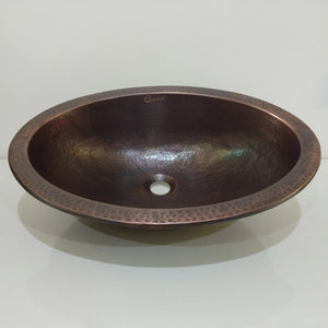 Oval Copper Sink Dark Antique 20 x 15.50 x 6 inch