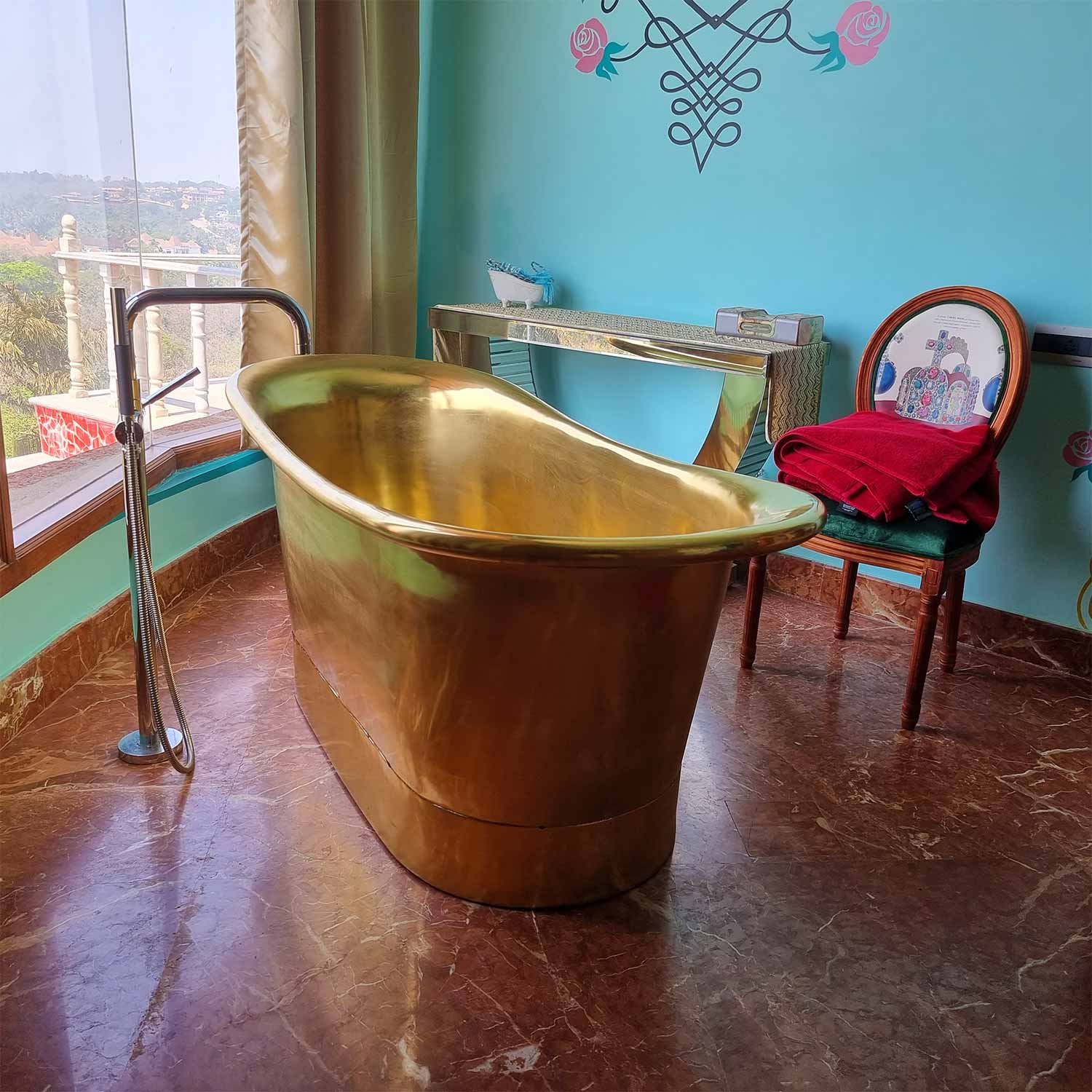 Coppersmith Full Polished Straight Base Brass Freestanding Bath