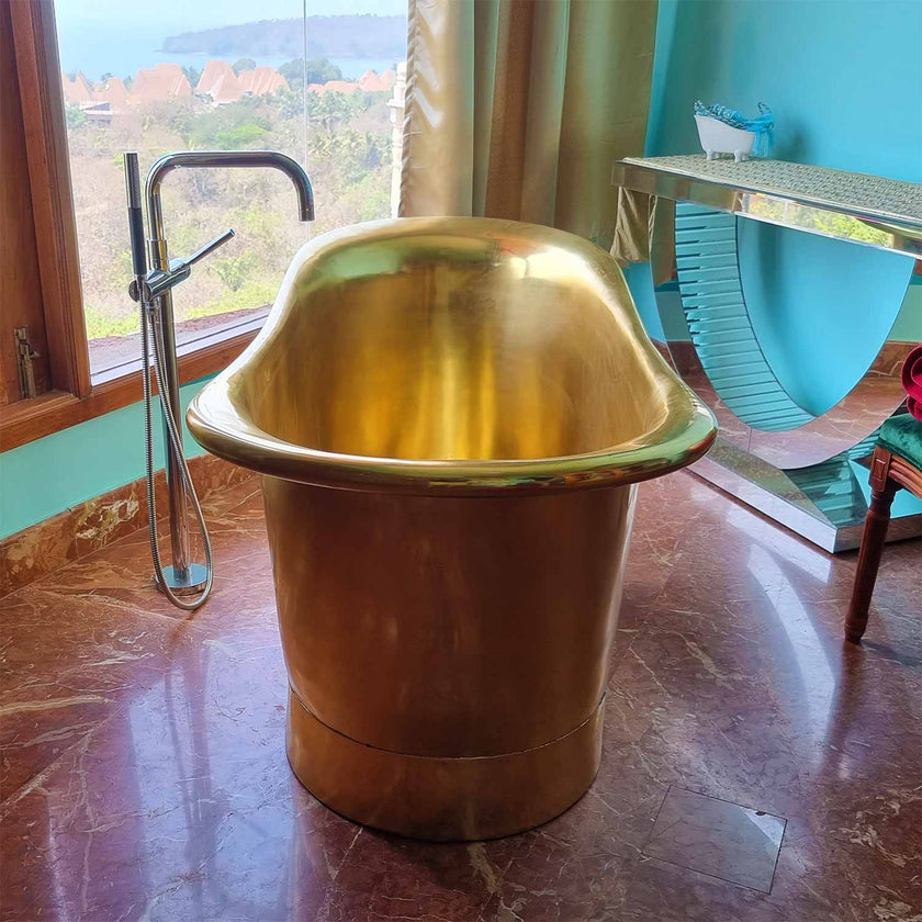 Coppersmith Full Polished Straight Base Brass Freestanding Bath