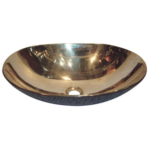 Cast Bronze Sink Shiny Yellow Inside Dark Outside