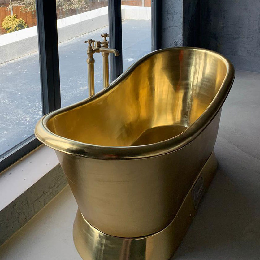 Coppersmith Polished Slanting Base Full Brass Freestanding Bath