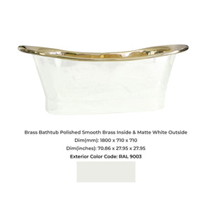 Coppersmith Polished Brass Matte White Freestanding Bath