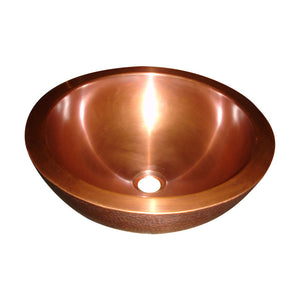 Copper Sink Hammered Outside Inside Smooth