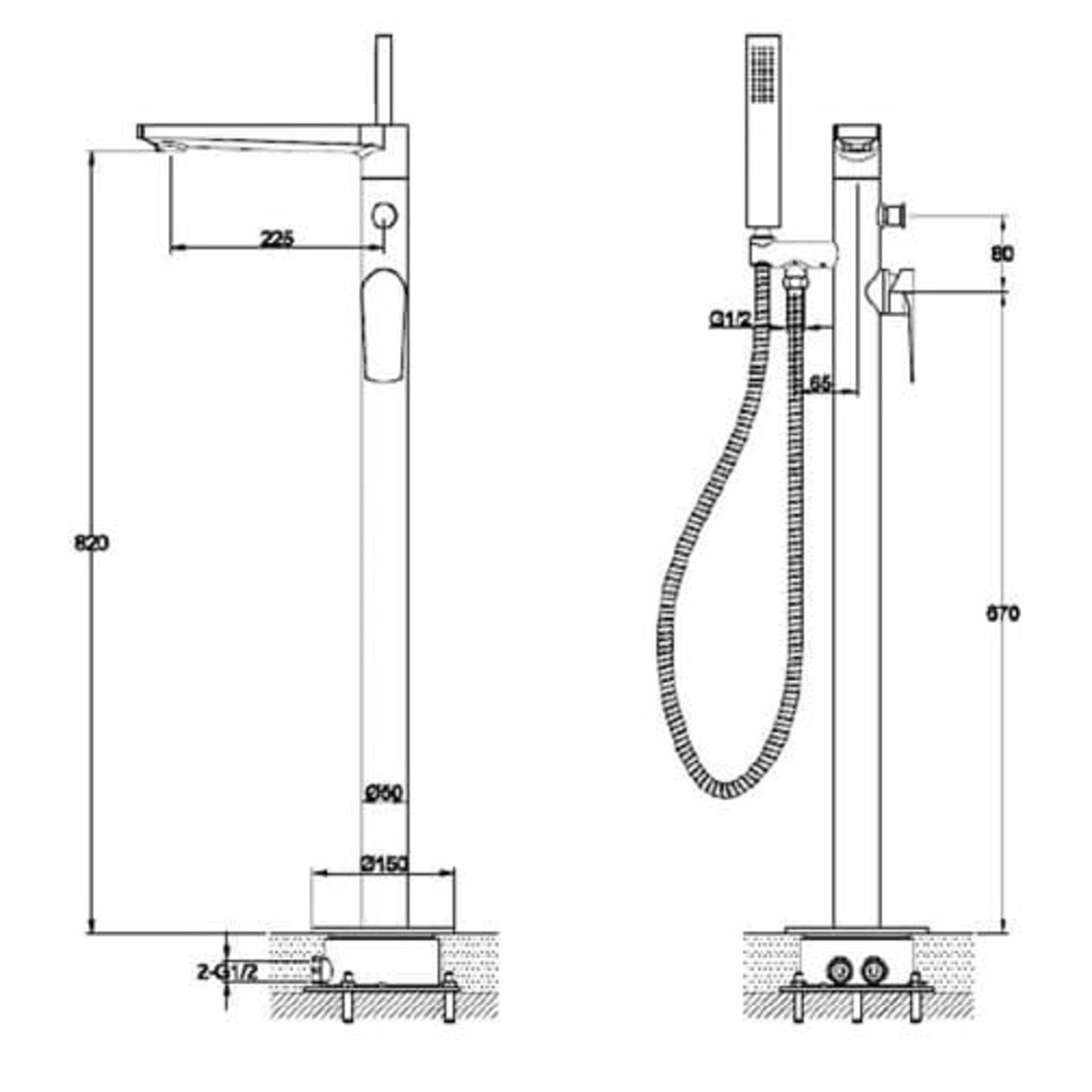 RAK Blade Freestanding Bath Shower Mixer Chrome RAKBLD3014