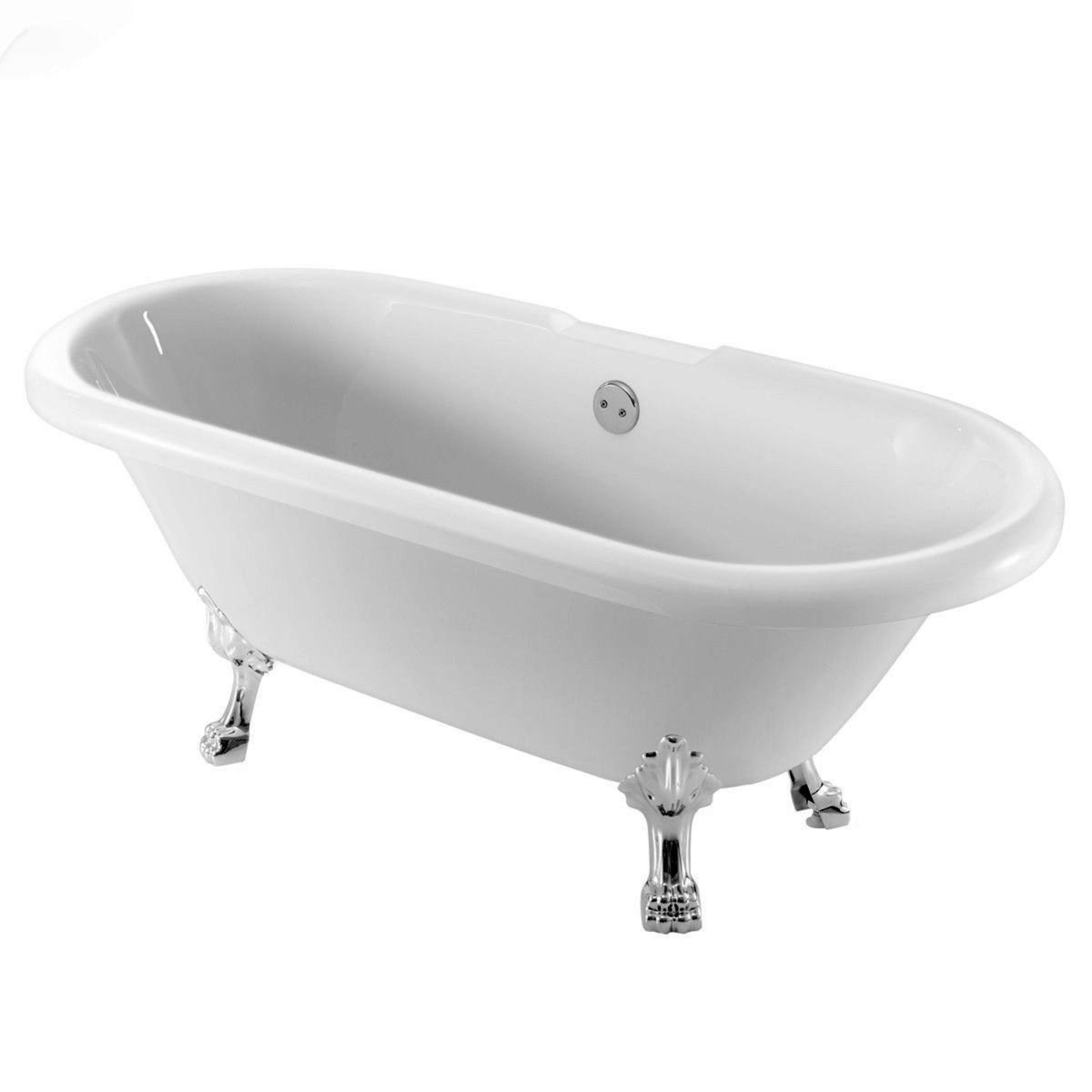 Trojan Clermont Clawfoot Twin Acrylic Lion Feet NTH Bath White 1695 x 755