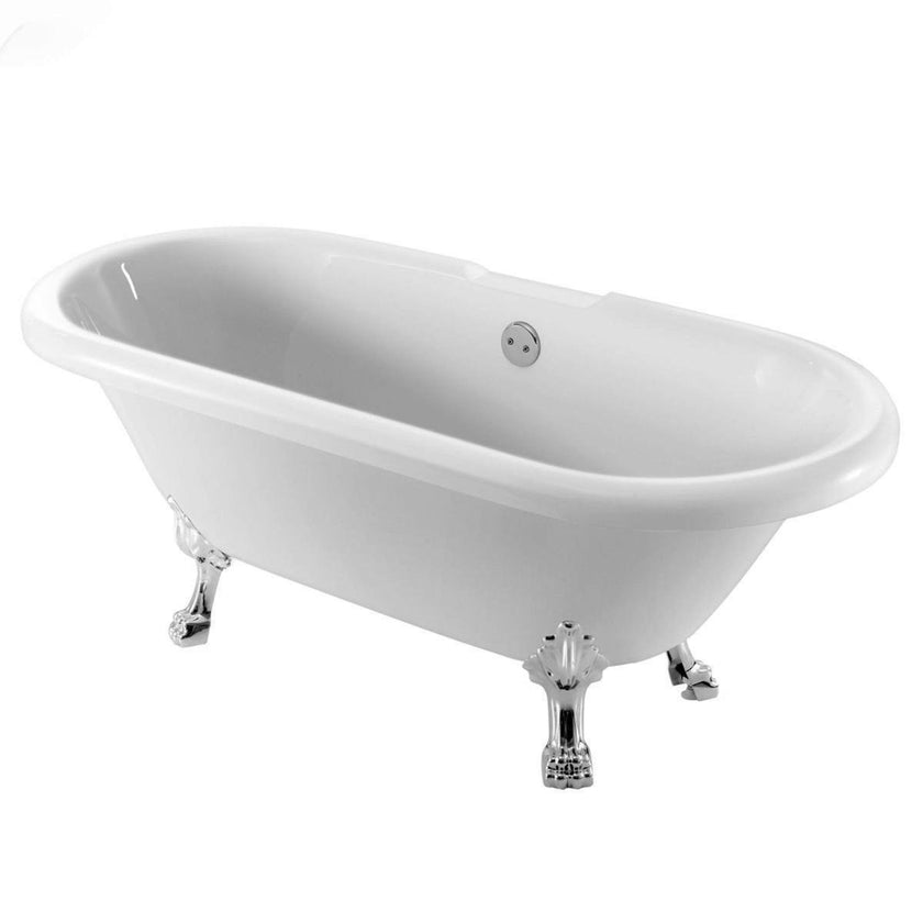 Trojan Clermont Clawfoot Twin Acrylic Lion Feet NTH Bath White 1695 x 755