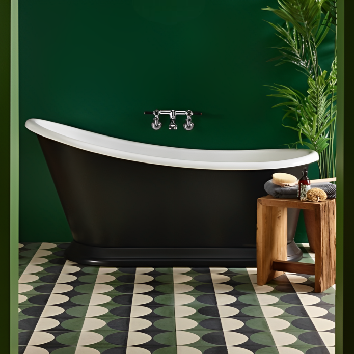 Bayswater Slipper Boat Bath Matt Black 1690 x 750 BAYB121