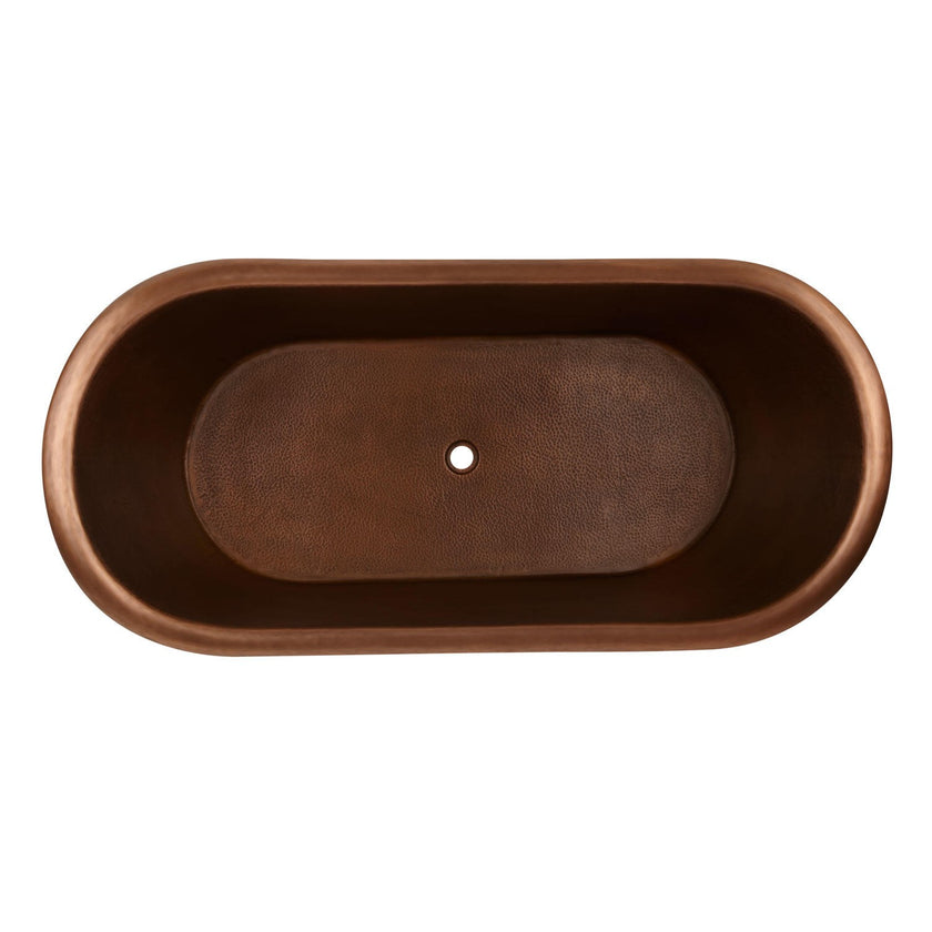 Coppersmith Creations Copper Hammered Clawfoot Double Slipper Freestanding Bath