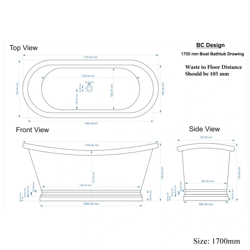BC Designs Antique Copper & Nickel Freestanding Boat Bath