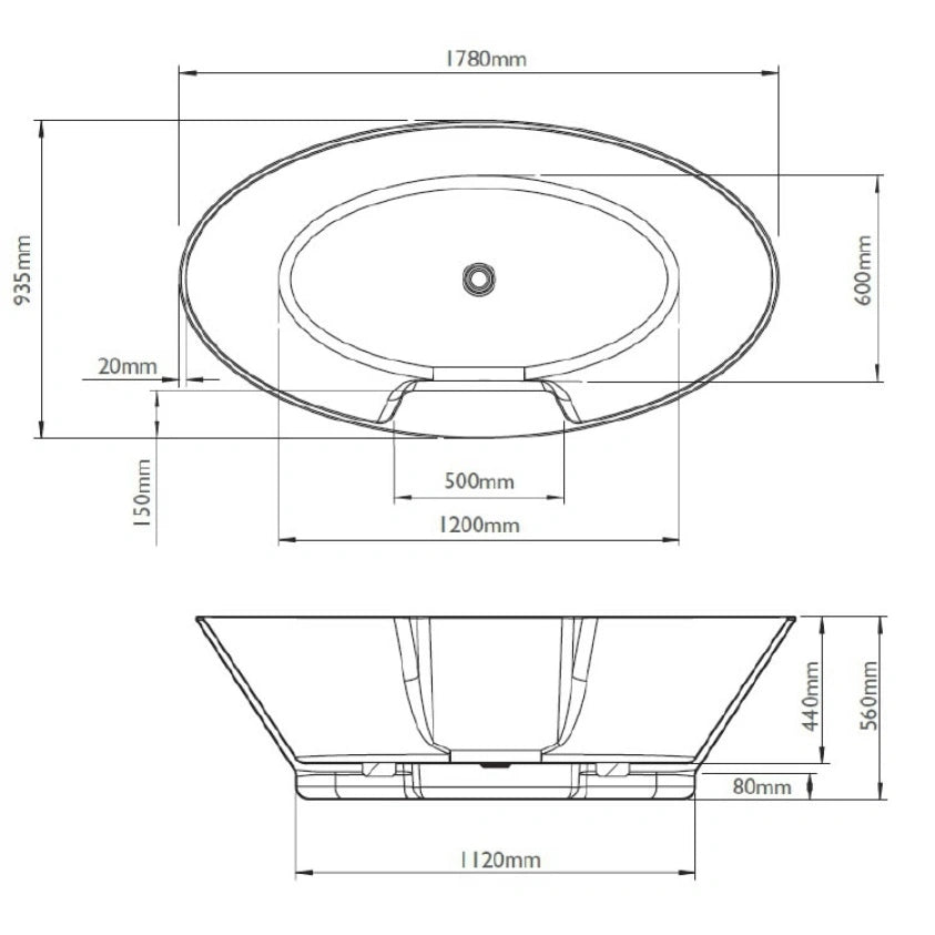 BC Designs Chalice Major 1780mm Acrylic Freestanding Bath