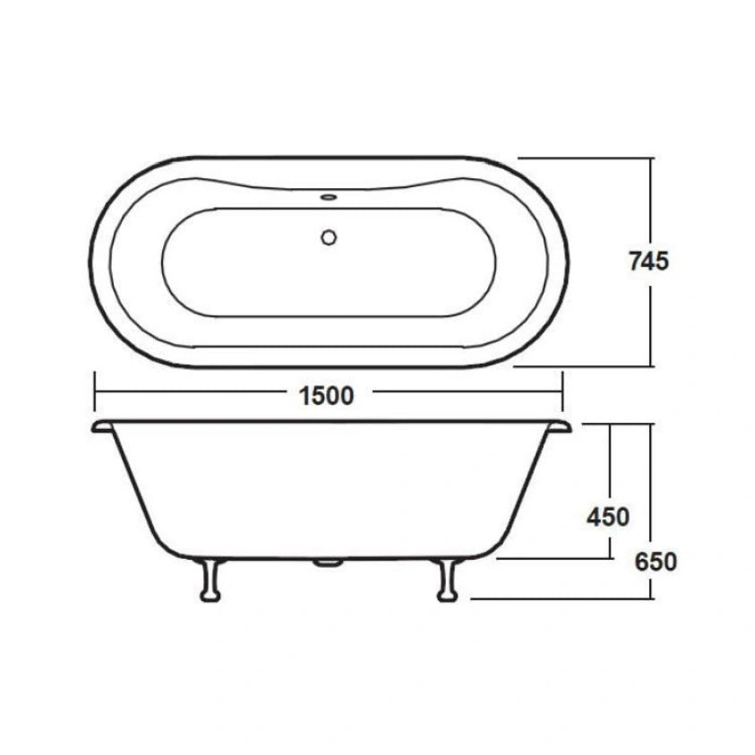 BC Designs Elmstead Double Ended Roll Top Freestanding Bath - All Sizes