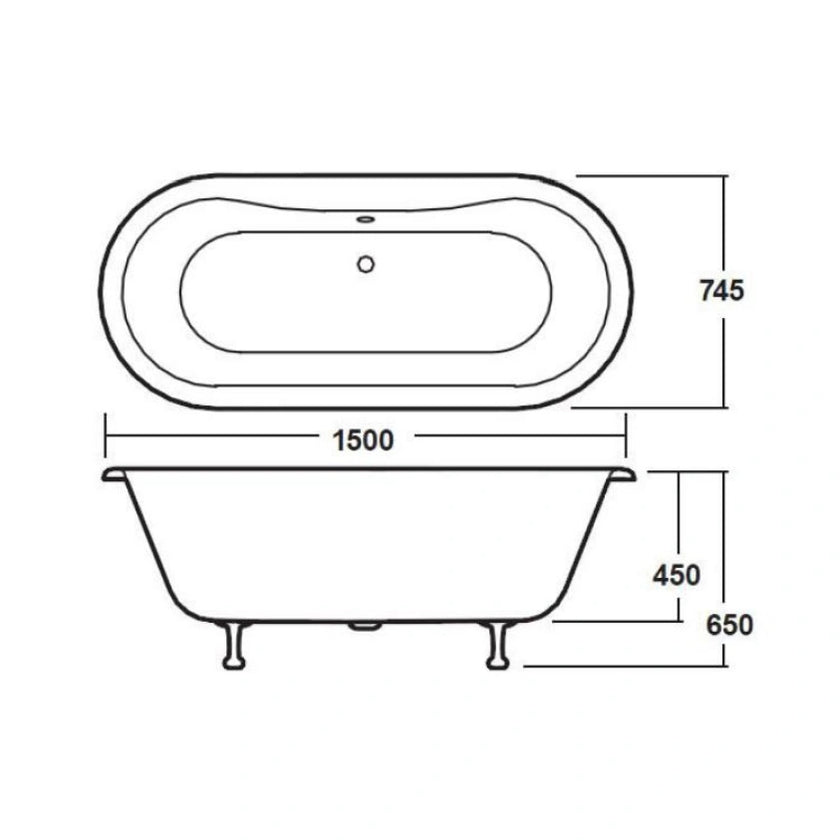 BC Designs Elmstead Double Ended Roll Top Freestanding Bath - All Sizes