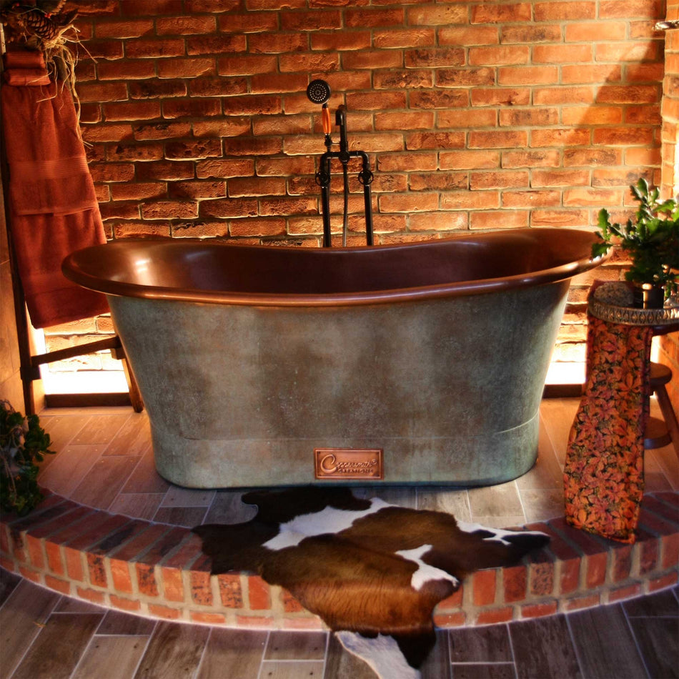 Coppersmith Creations Copper Blue Green Patina Freestanding Bath
