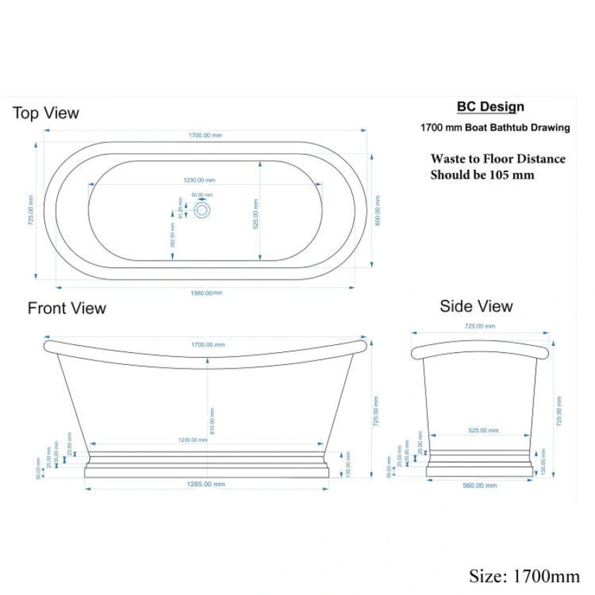 BC Designs Patinata Blue Freestanding Boat Bath