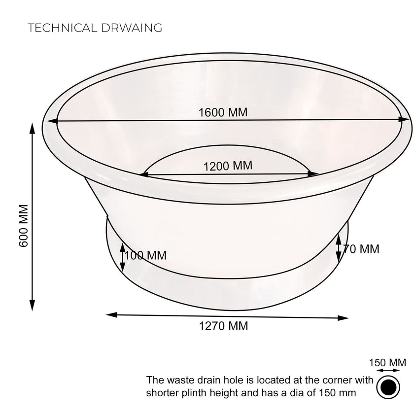 Coppersmith Round Polished Brass Matt Black Freestanding Bath