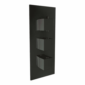 Black Square Handled Triple Concealed Shower Valve