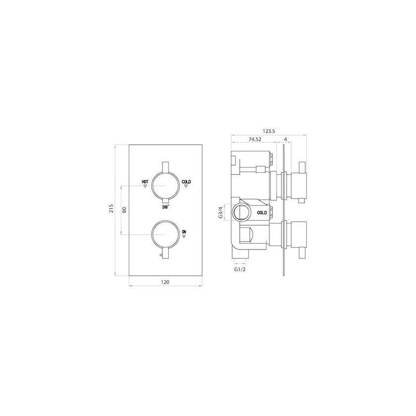 Twin Handle Concealed Valve DIVERTER WRAS approved Shower Valve