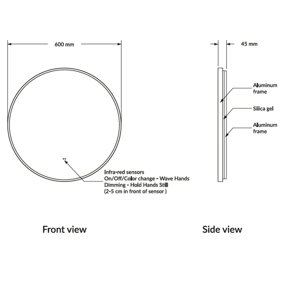 Macie 600 LED Round Mirror