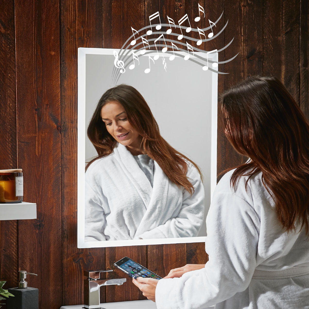 Mosca LED Mirror with Demister Pad and Shaver Socket and Bluetooth 500x700mm