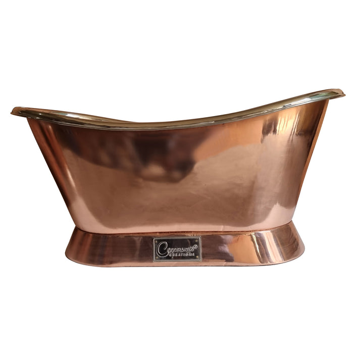 Coppersmith Creations Copper Slanting Base Nickel Interior Freestanding Bath