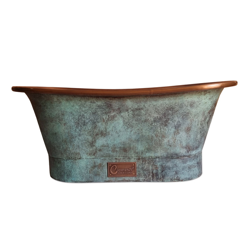 Coppersmith Creations Copper Blue Green Patina Freestanding Bath