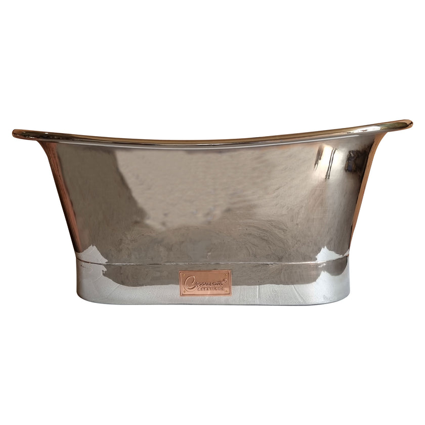 Coppersmith Creations Straight Copper Base Full Nickel Freestanding Bath