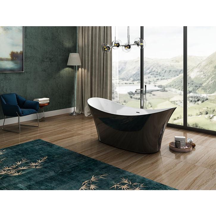 Charlotte Edwards Harrow Gloss Black Freestanding Bath - bathlux.co.uk