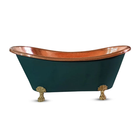 Coppersmith Creations Hammered Copper Clawfoot Blue Green Freestanding Bath