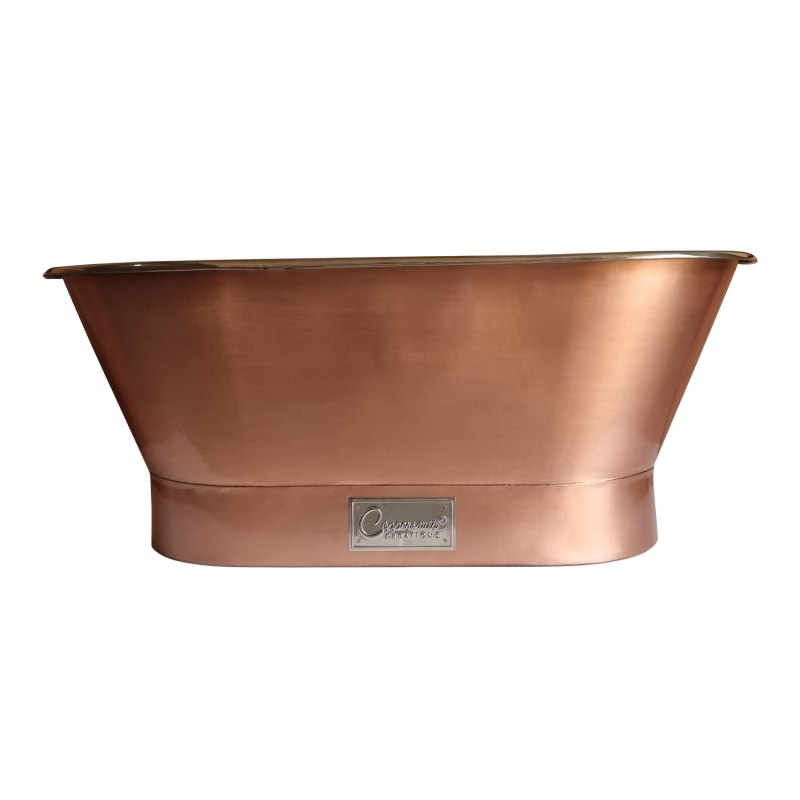 Coppersmith Creations Copper Exterior Nickel Interior Straight Base Freestanding Bath