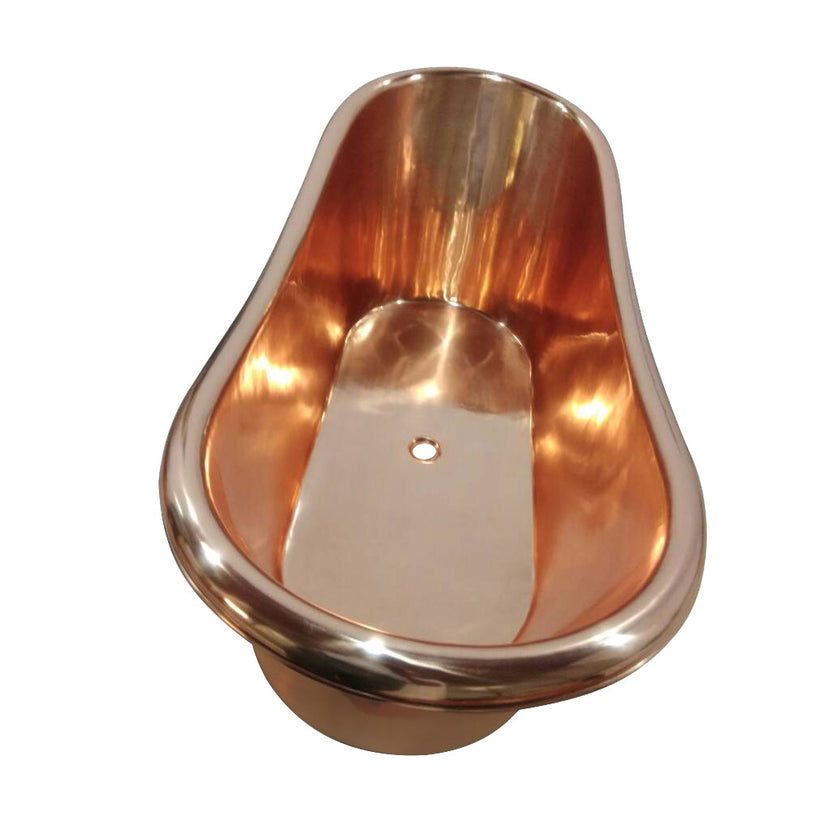 Coppersmith Creations Copper Slanting Base Shining Freestanding Bath