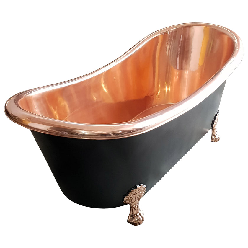 Coppersmith Creations Copper Black Exterior Clawfoot Freestanding Bath