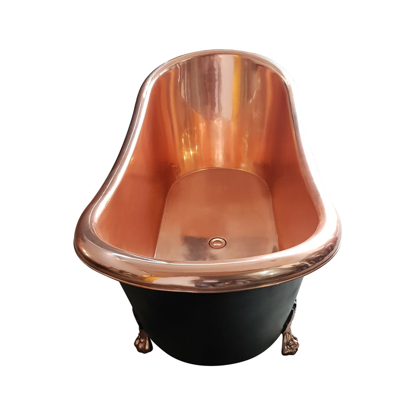 Coppersmith Creations Copper Black Exterior Clawfoot Freestanding Bath