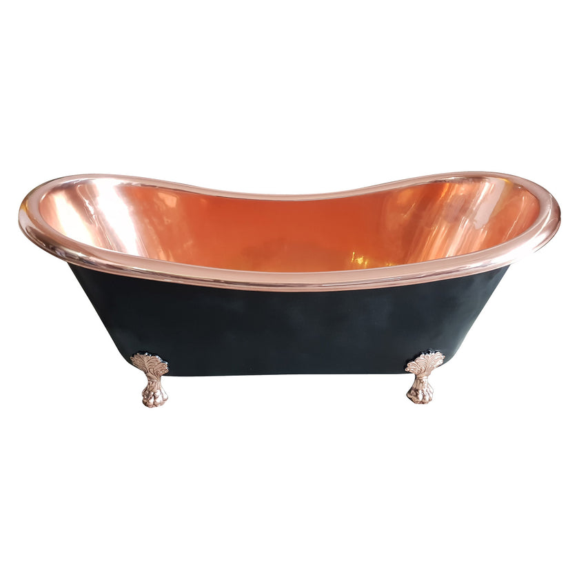 Coppersmith Creations Copper Black Exterior Clawfoot Freestanding Bath