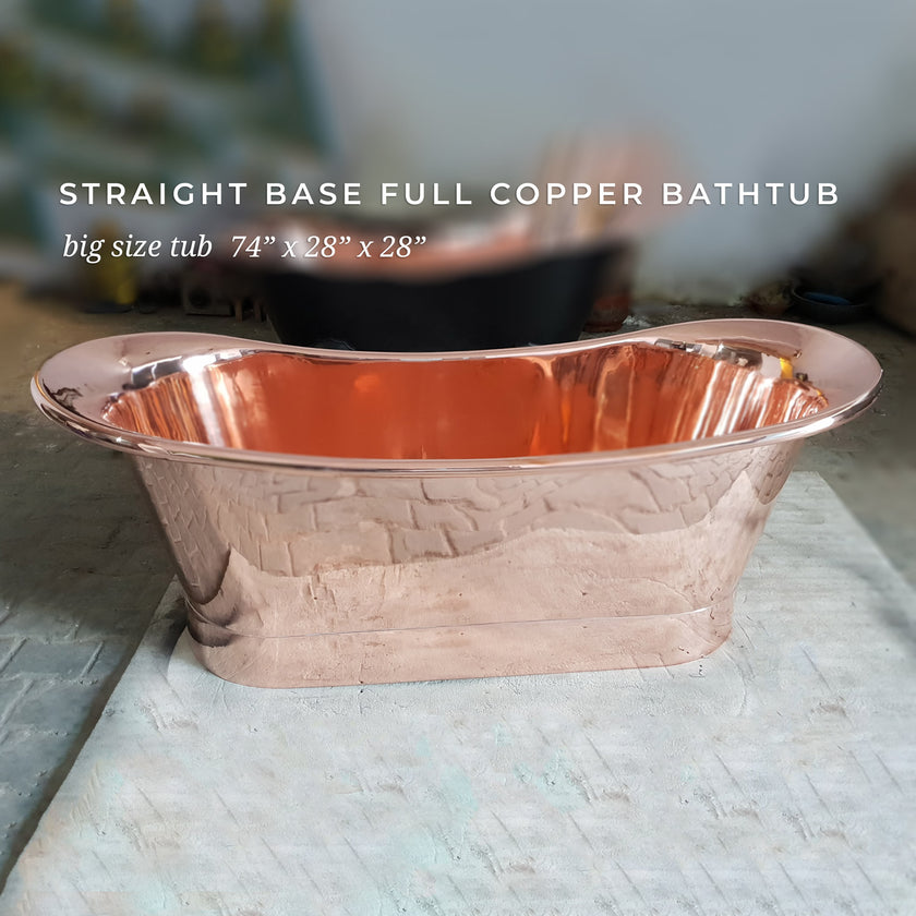 Coppersmith Big Straight Base Full Shining Copper Freestanding Bath