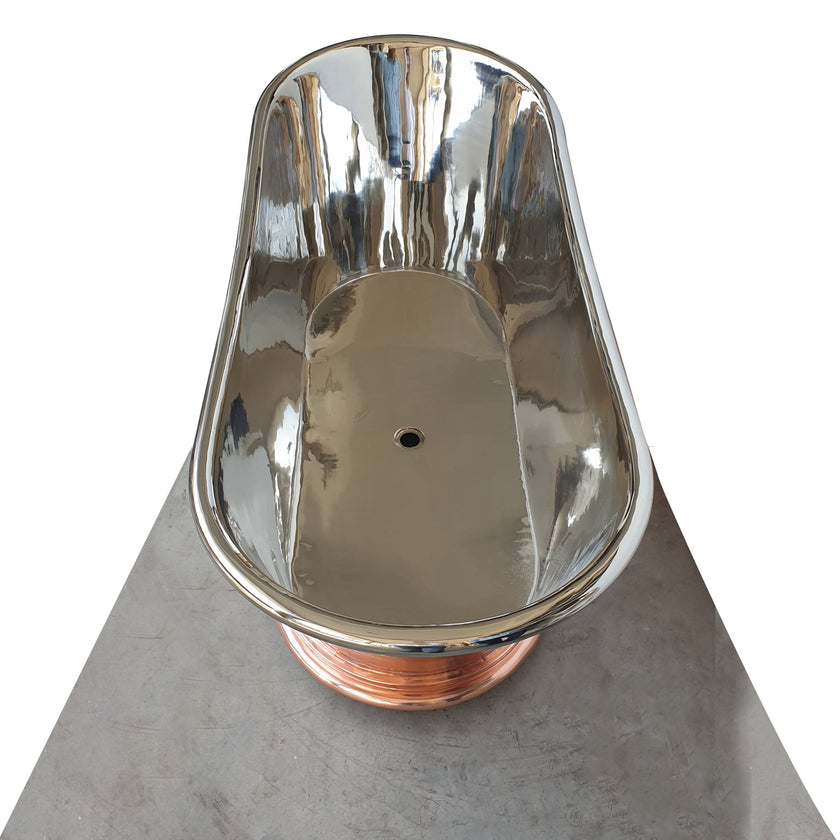Coppersmith Creations Shining Copper Nickel Inside Freestanding Bath