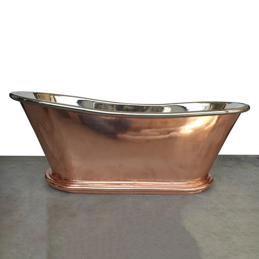 Coppersmith Creations Shining Copper Nickel Inside Freestanding Bath