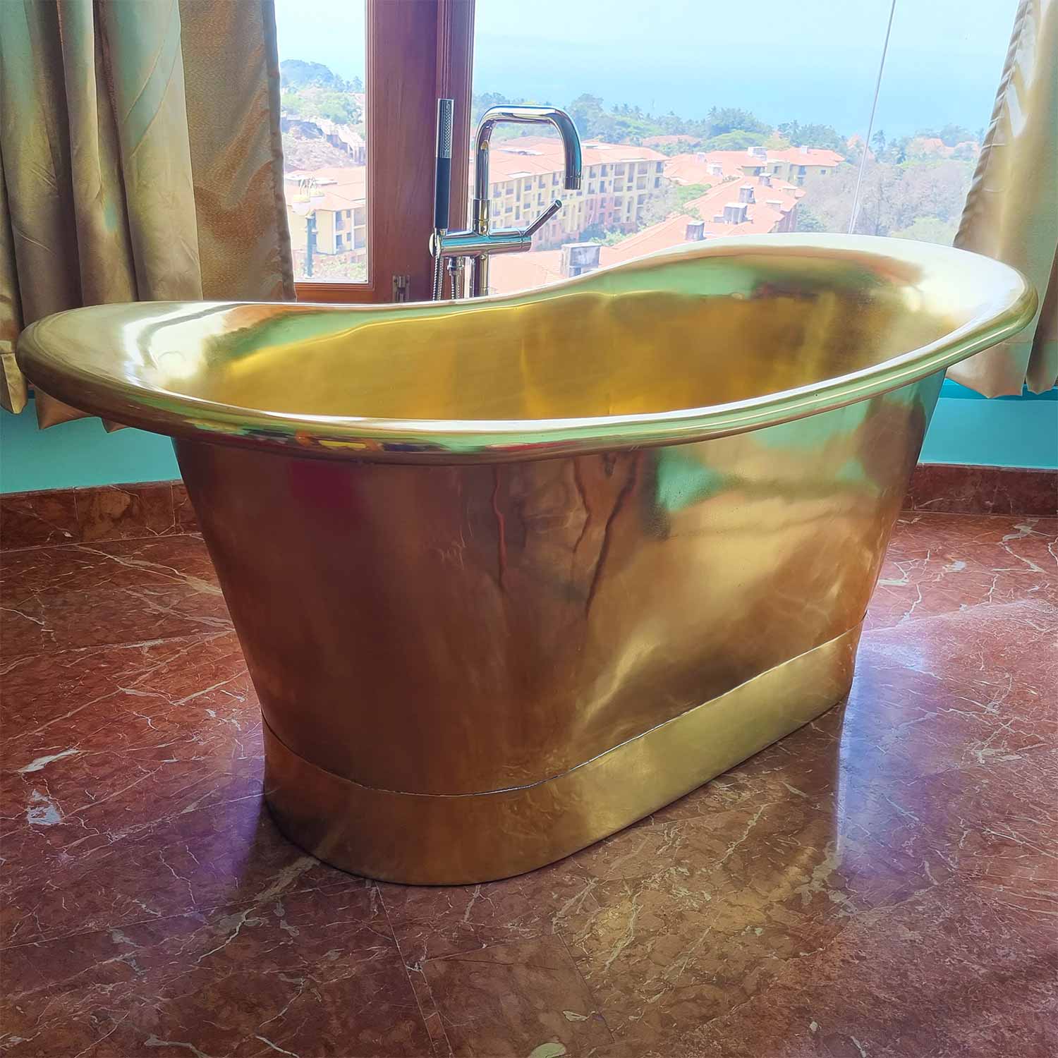 Coppersmith Full Polished Straight Base Brass Freestanding Bath