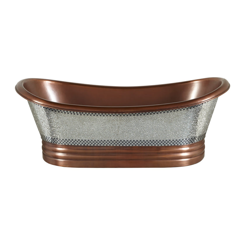 Coppersmith Creations Glass Mosaic Copper Freestanding Bath