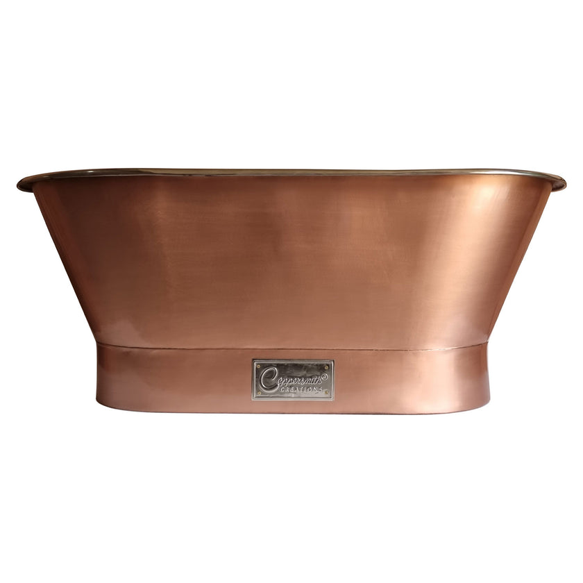 Coppersmith Creations Copper Exterior Nickel Interior Straight Base Freestanding Bath