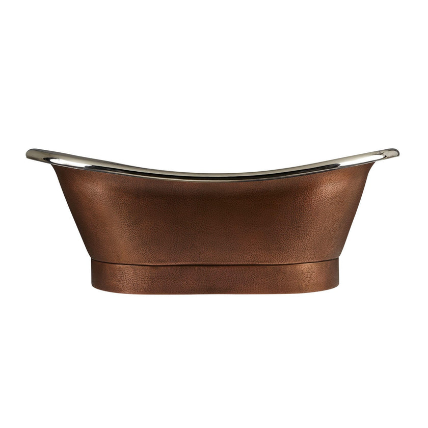 Coppersmith Hammered Double Slipper Nickel Freestanding Bath
