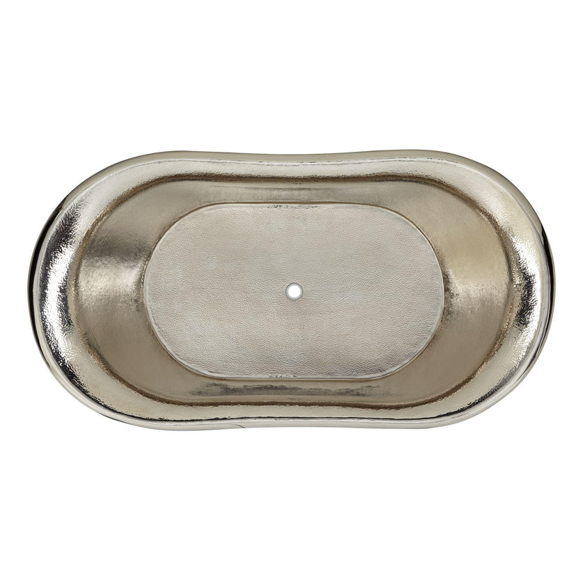 Coppersmith Hammered Double Slipper Nickel Freestanding Bath