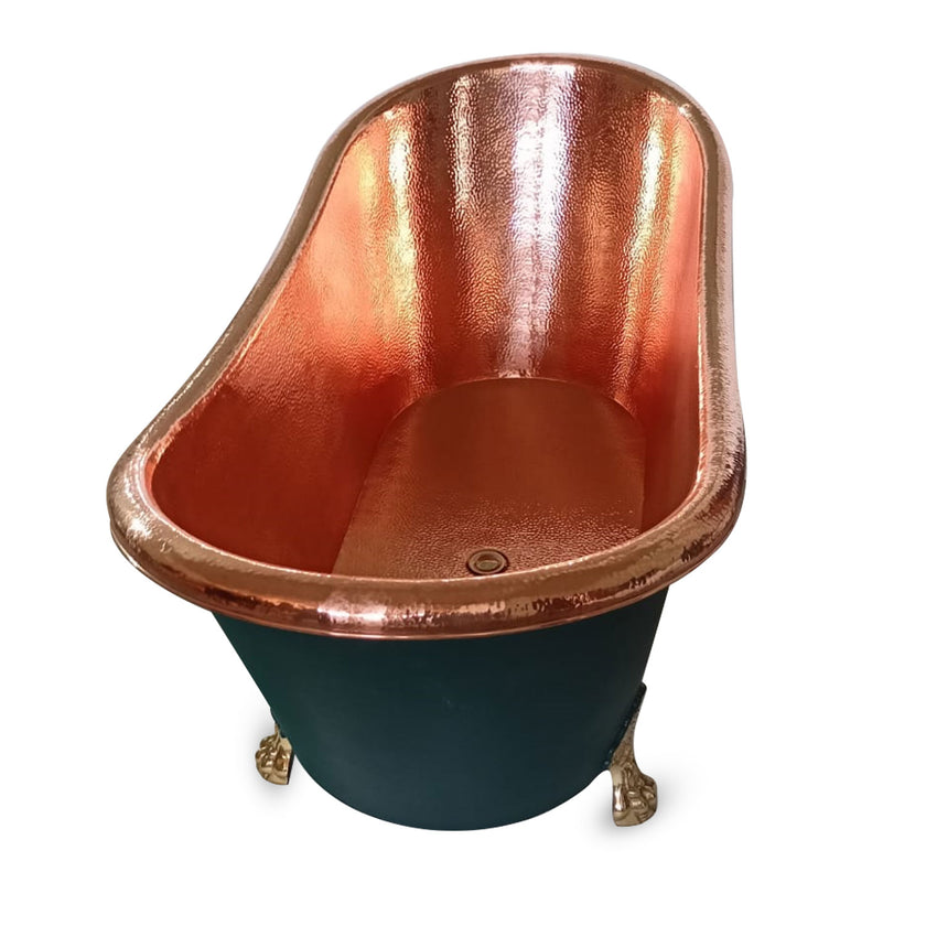 Coppersmith Creations Hammered Copper Clawfoot Blue Green Freestanding Bath