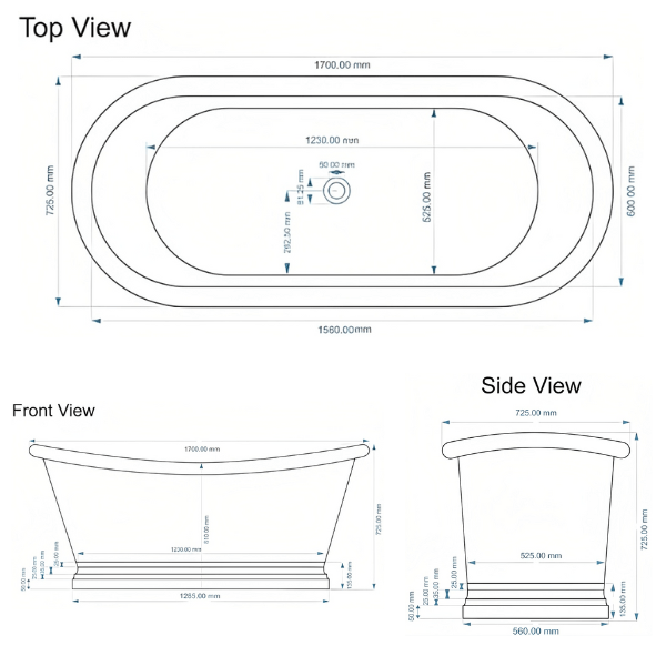 Coppersmith Polished Brass Rolled Pipe Top Freestanding Bath