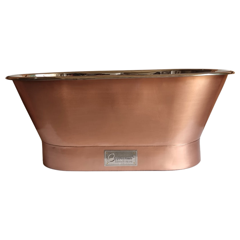 Coppersmith Creations Copper Exterior Nickel Interior Straight Base Freestanding Bath