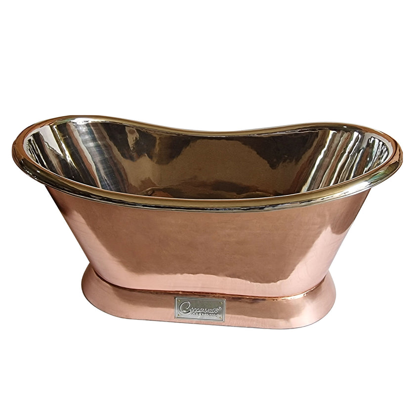 Coppersmith Creations Copper Slanting Base Nickel Interior Freestanding Bath