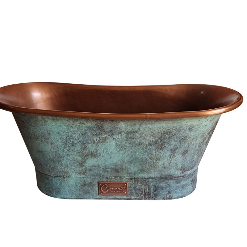 Coppersmith Creations Copper Blue Green Patina Freestanding Bath