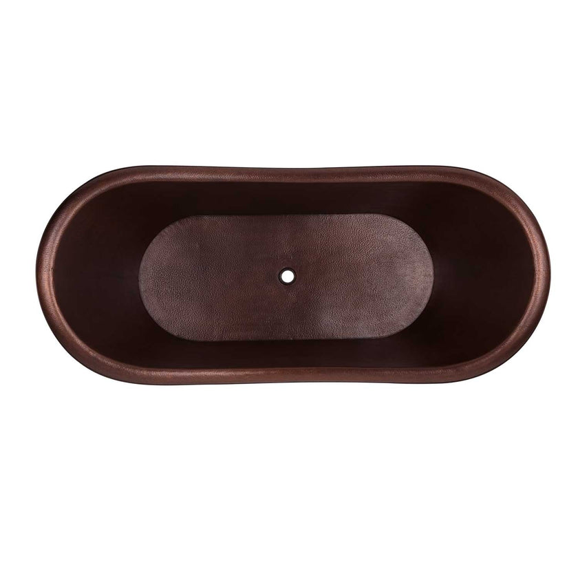 Coppersmith Creations Hammered Dark Copper Double Slipper Freestanding Bath