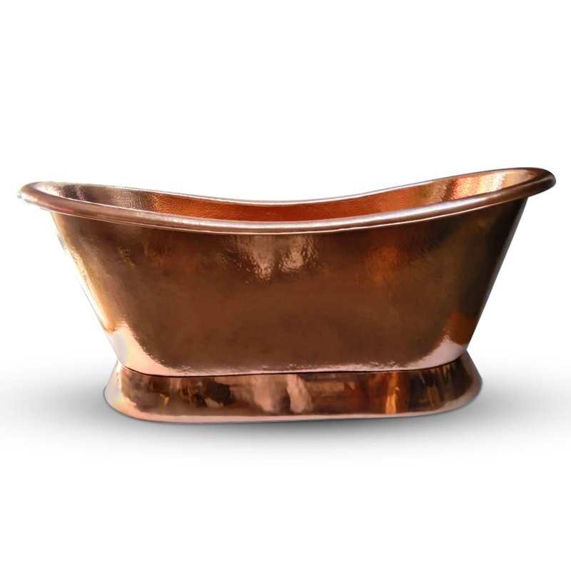 Coppersmith Creations Copper Slanting Base Hammered Polished Freestanding Bath
