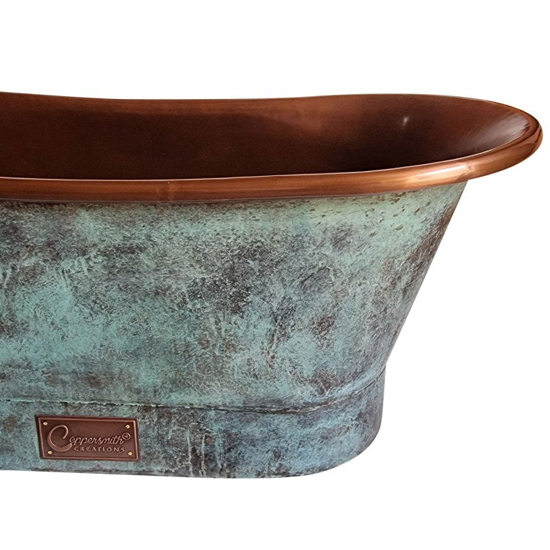 Coppersmith Creations Copper Blue Green Patina Freestanding Bath