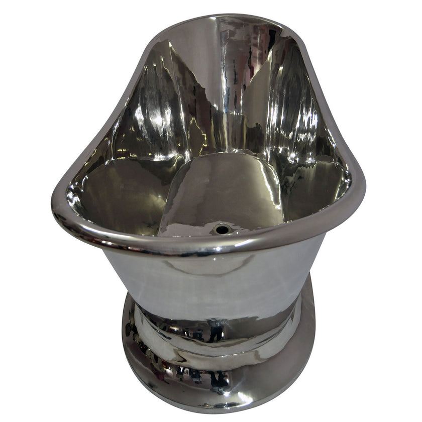 Coppersmith Copper Nickel Finish Curved Pedestal Freestanding Bath